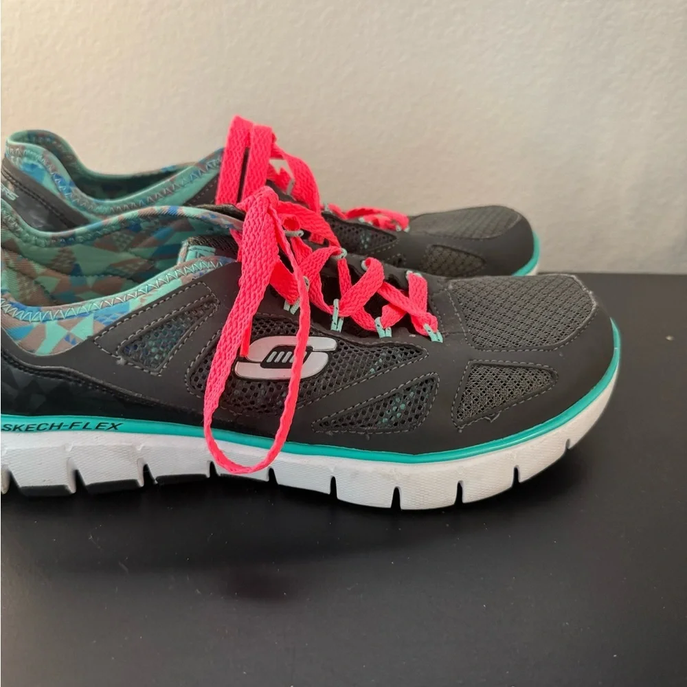 Skechers Women’s Skech‎ Flex Ultimate Gray Teal Sneaker Running Shoes Size 9.5